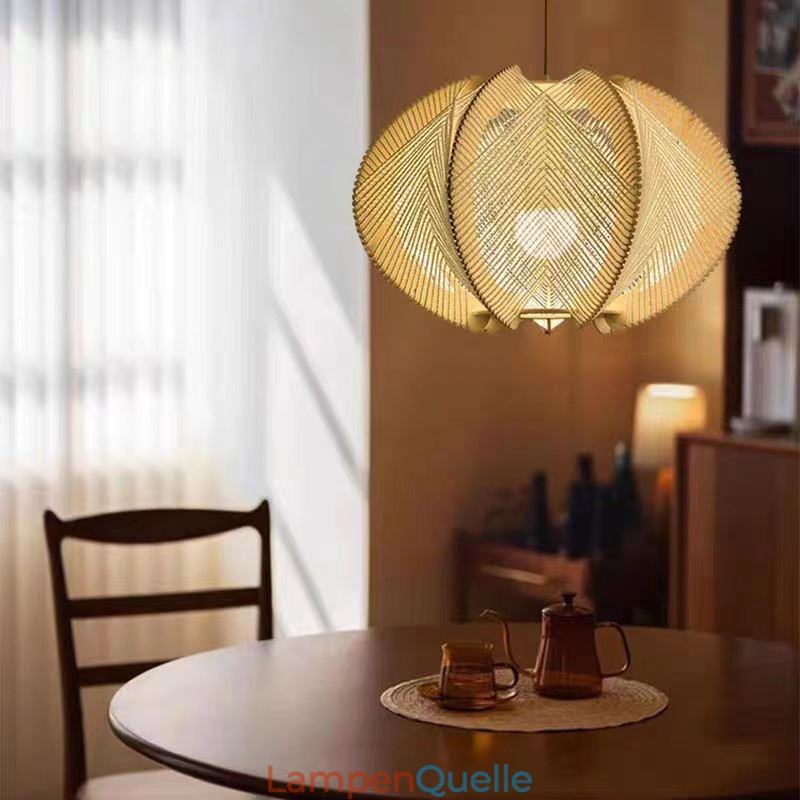 Nordische Pendelleuchte, Retro-Wabi-Sabi-Stil, handgefertigte Deckenleuchte aus Massivholz