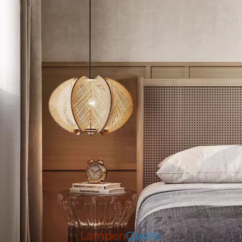 Nordische Pendelleuchte, Retro-Wabi-Sabi-Stil, handgefertigte Deckenleuchte aus Massivholz