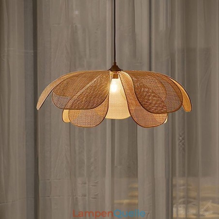Rattan Blütenblatt Pendelleuchte Wabi Sabi Stil Handgewebte Rattan Deckenleuchte Rattan Blütenblatt Pendelleuchte Wabi Sabi Stil Handgewebte Rattan Deckenleuchte