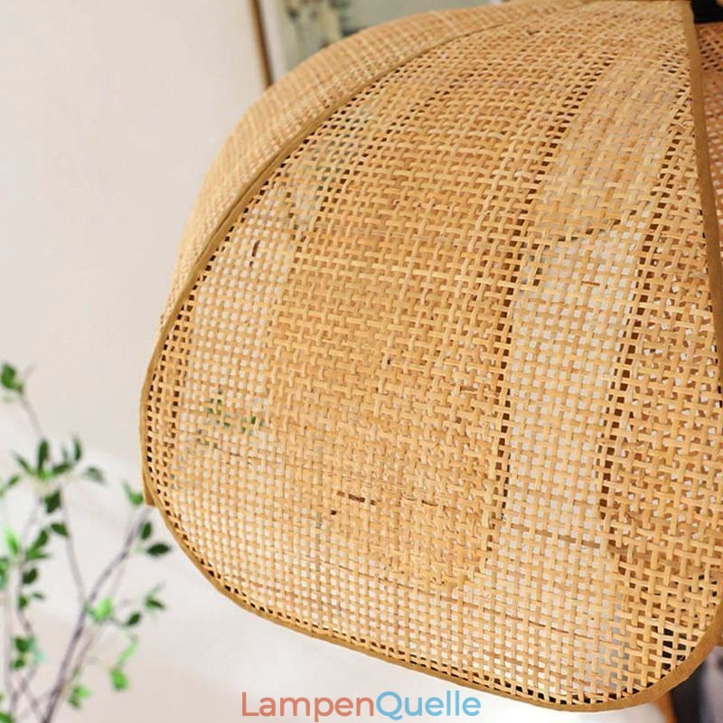Rattan Blütenblatt Pendelleuchte Wabi Sabi Stil Handgewebte Rattan Deckenleuchte