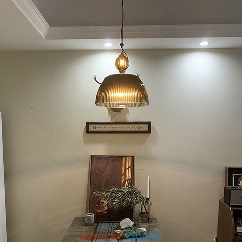 Faltenrock Glas Pendelleuchte Moderne minimalistische Schmiedeeisen kleine Deckenleuchte