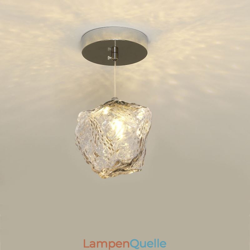 Glas Pendelleuchte Retro Dekolampe Eiswürfelförmiger Lampenschirm