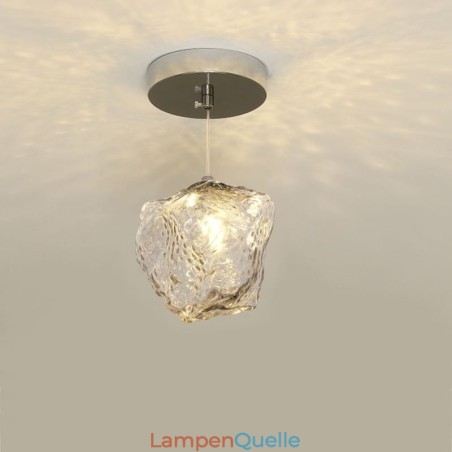 Glas Pendelleuchte Retro Dekolampe Eiswürfelförmiger Lampenschirm Glas Pendelleuchte Retro Dekolampe Eiswürfelförmiger Lampenschirm