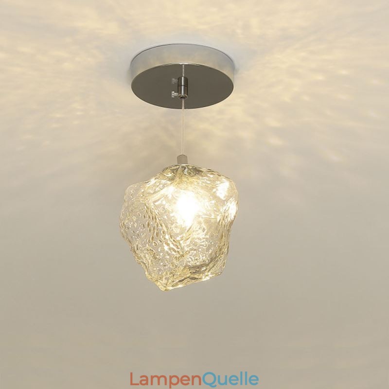Glas Pendelleuchte Retro Dekolampe Eiswürfelförmiger Lampenschirm