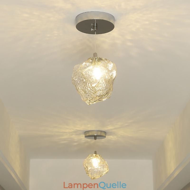Glas Pendelleuchte Retro Dekolampe Eiswürfelförmiger Lampenschirm
