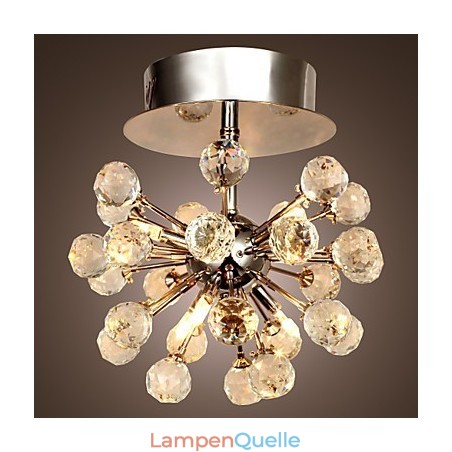 Moderne zeitgenössische Kristall Mini Stil Chrom Metall Kronleuchter Unterputz