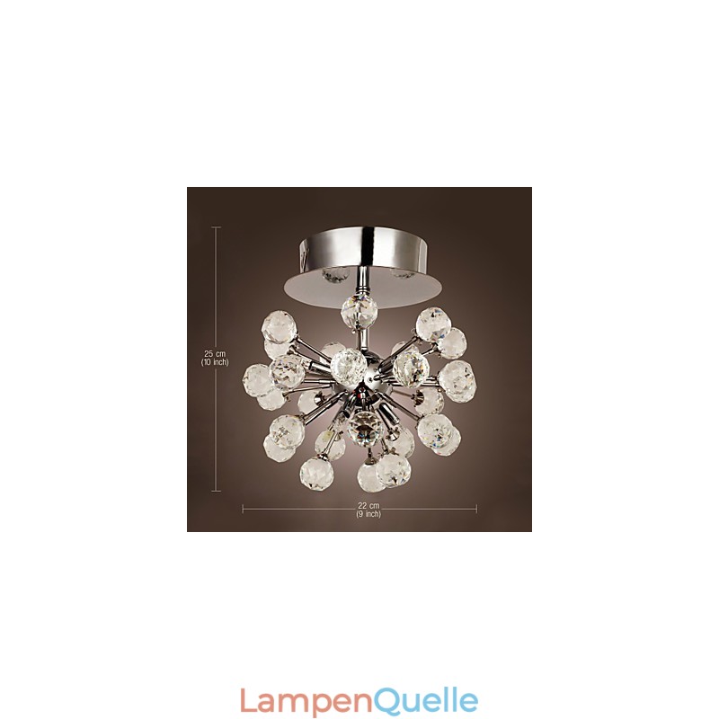 Moderne zeitgenössische Kristall Mini Stil Chrom Metall Kronleuchter Unterputz