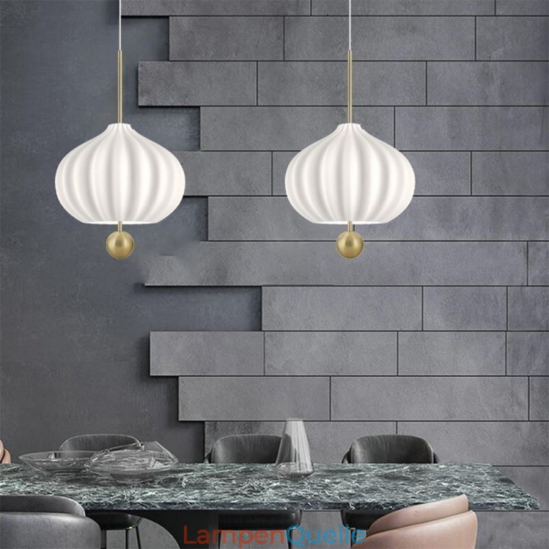 Moderne Pendelleuchte aus weißem Glas in Kugelform, minimalistische Deckenleuchte