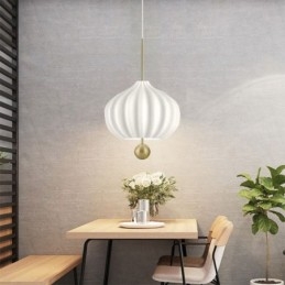 Moderne Pendelleuchte aus weißem Glas in Kugelform, minimalistische Deckenleuchte