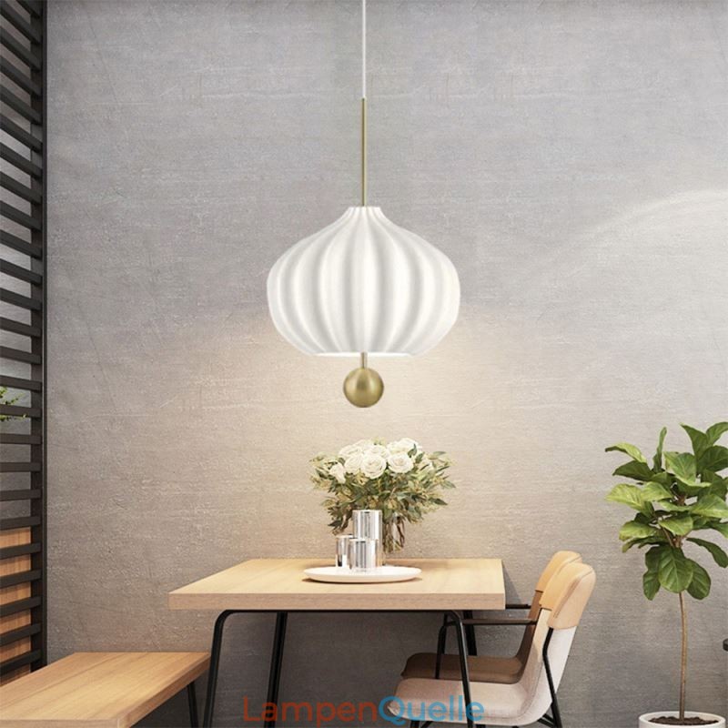 Moderne Pendelleuchte aus weißem Glas in Kugelform, minimalistische Deckenleuchte