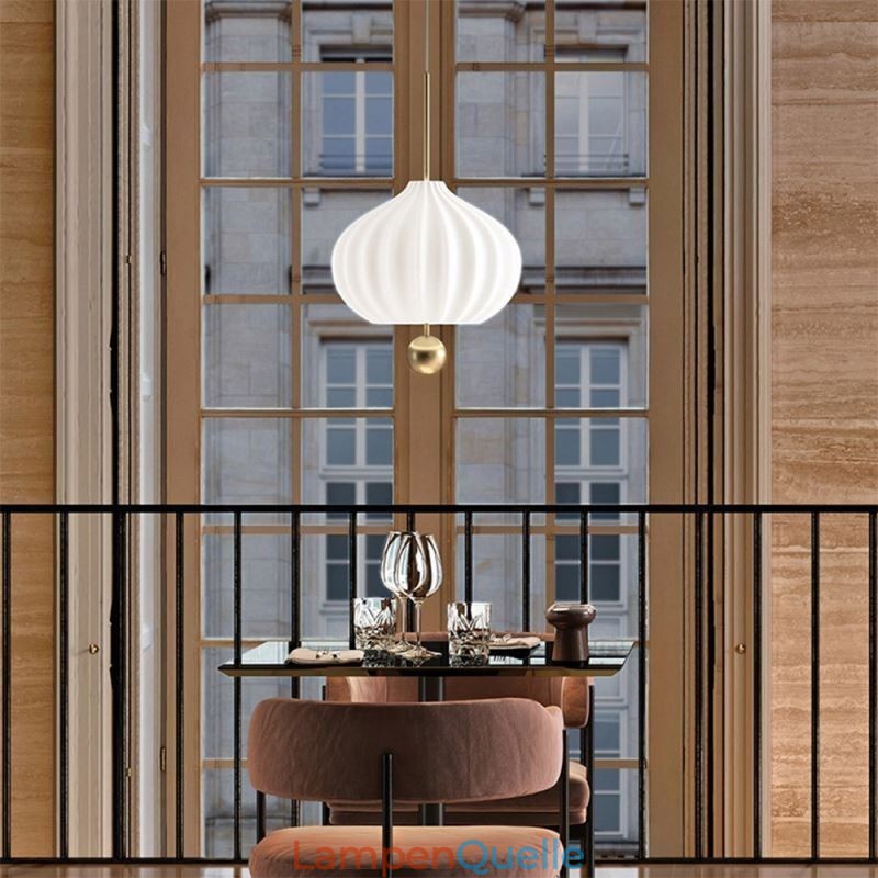 Moderne Pendelleuchte aus weißem Glas in Kugelform, minimalistische Deckenleuchte