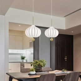 Moderne Pendelleuchte aus weißem Glas in Kugelform, minimalistische Deckenleuchte