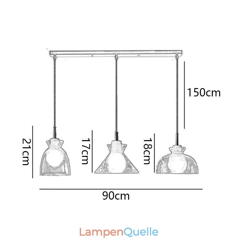 Moderne einfache Pendelleuchte wasserdurchlässiges Glas 3 Deckenleuchte Nachttischlampe