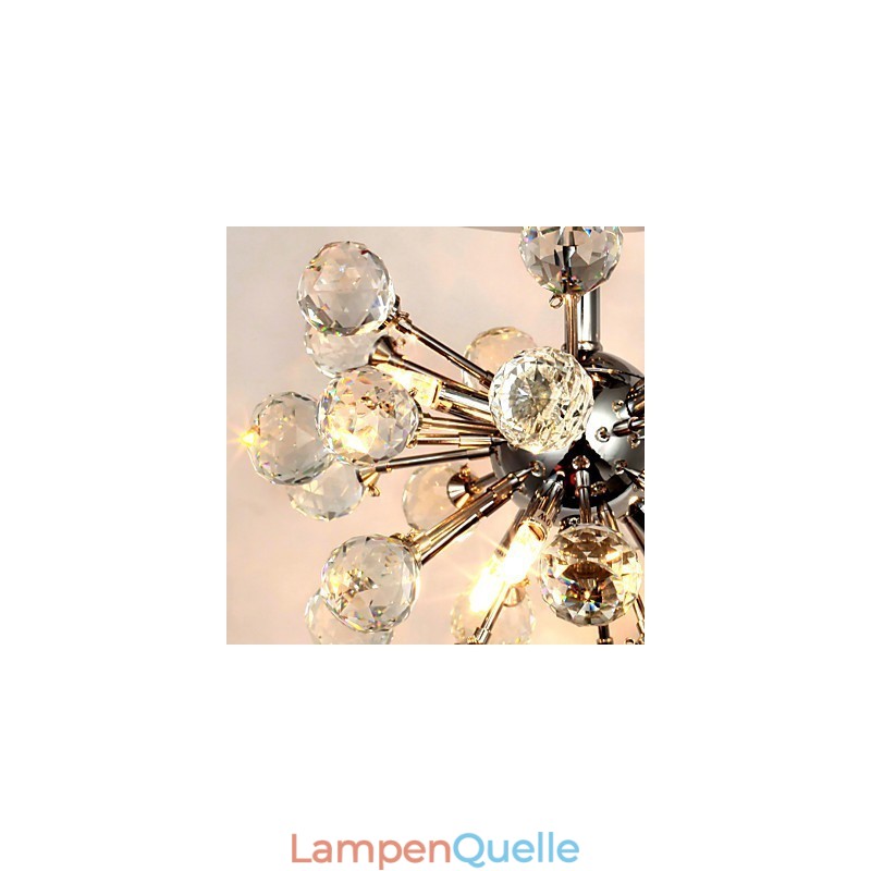 Moderne zeitgenössische Kristall Mini Stil Chrom Metall Kronleuchter Unterputz