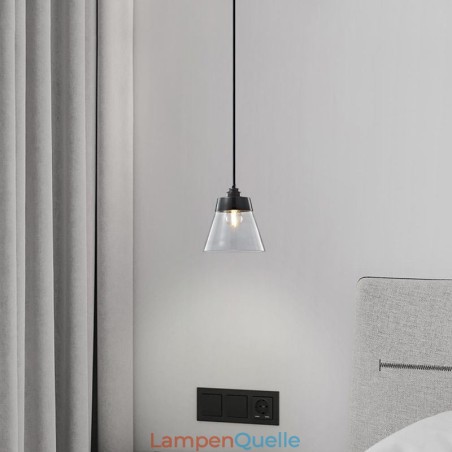 Moderne Pendelleuchte aus Glas, einzelne Hängeleuchte mit klarem Glasschirm Moderne Pendelleuchte aus Glas, einzelne Hängeleuchte mit klarem Glasschirm