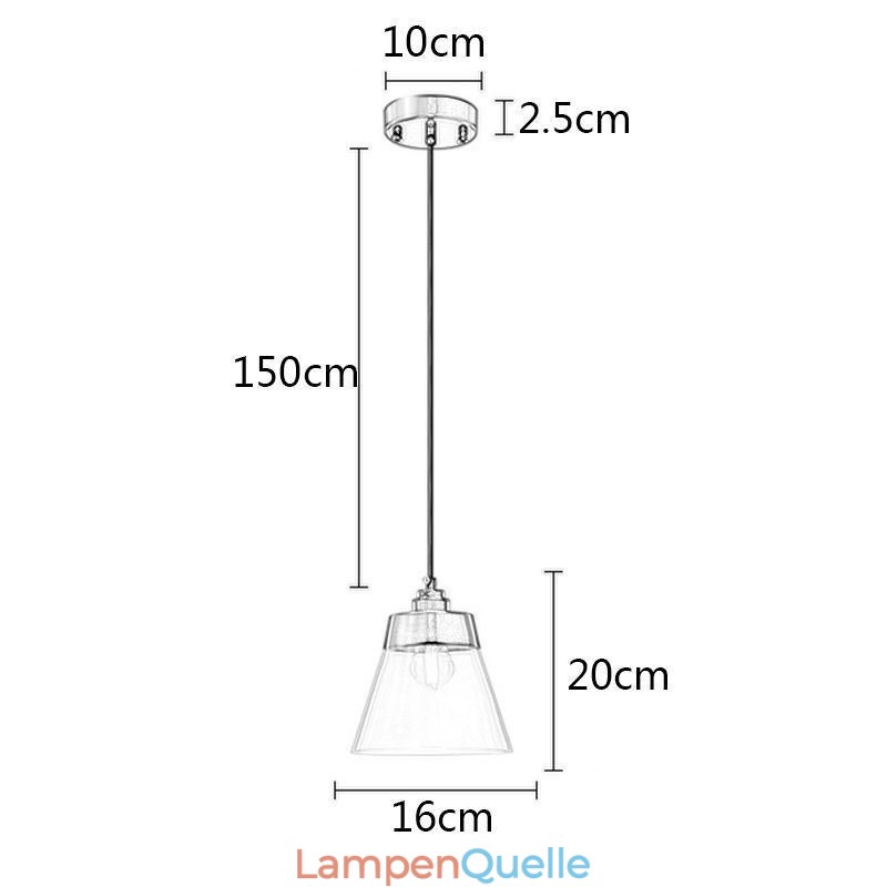 Moderne Pendelleuchte aus Glas, einzelne Hängeleuchte mit klarem Glasschirm