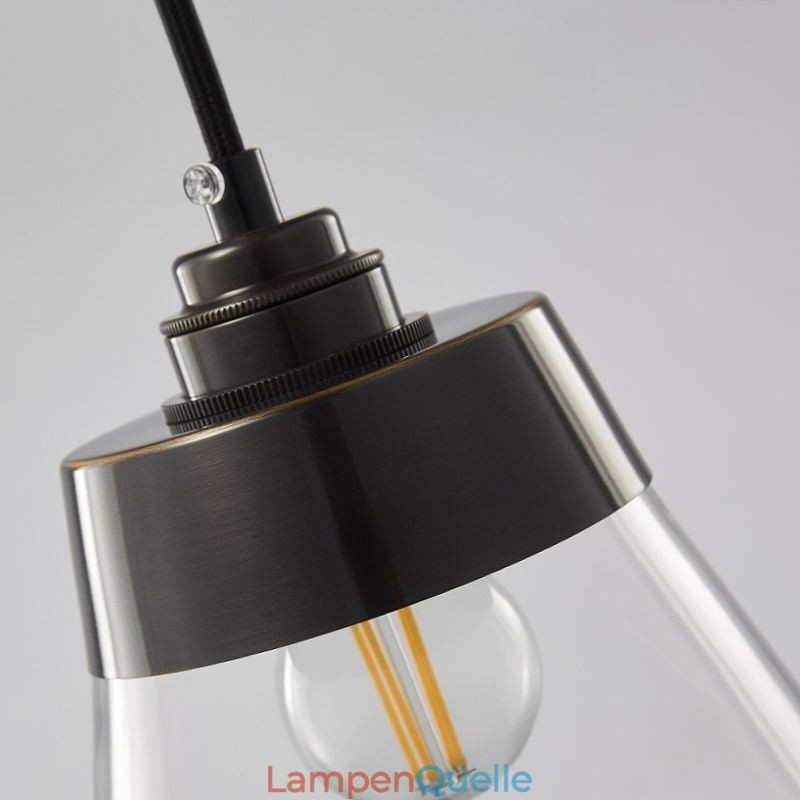 Moderne Pendelleuchte aus Glas, einzelne Hängeleuchte mit klarem Glasschirm
