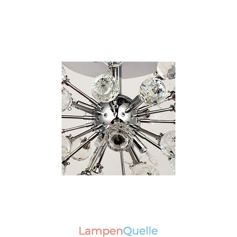 Moderne zeitgenössische Kristall Mini Stil Chrom Metall Kronleuchter Unterputz