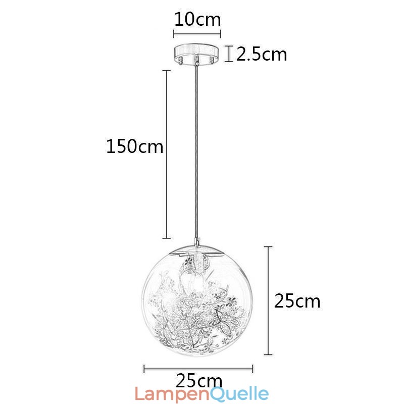 Glaskugel Pendelleuchte Blätter Weihnachten Hängebeleuchtung