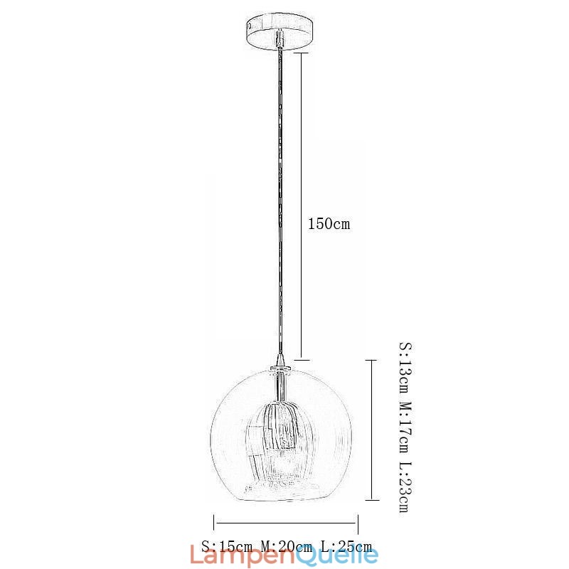 Moderne Pendelleuchte aus Glas mit Einzelkopf