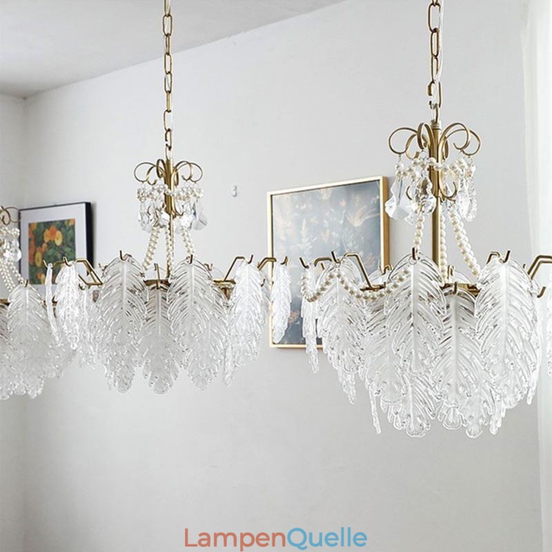 Elegante Glas-Pendelleuchte Blatt-Hängeleuchte