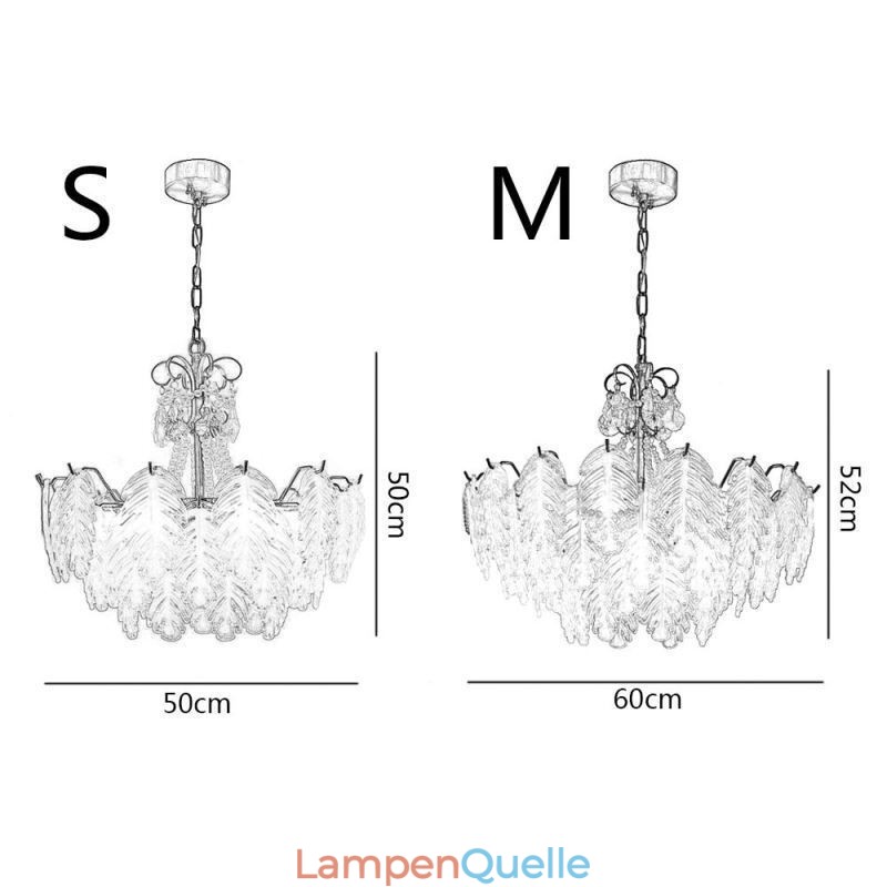Elegante Glas-Pendelleuchte Blatt-Hängeleuchte