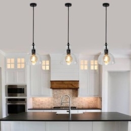 Moderne Eisen Pendelleuchte Kürbis Glas Hängeleuchte