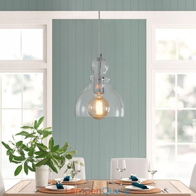 Moderne Eisen Pendelleuchte Kürbis Glas Hängeleuchte