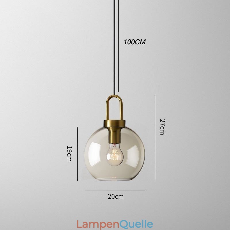 3-flammige Pendelleuchte mit Glasschirminsel