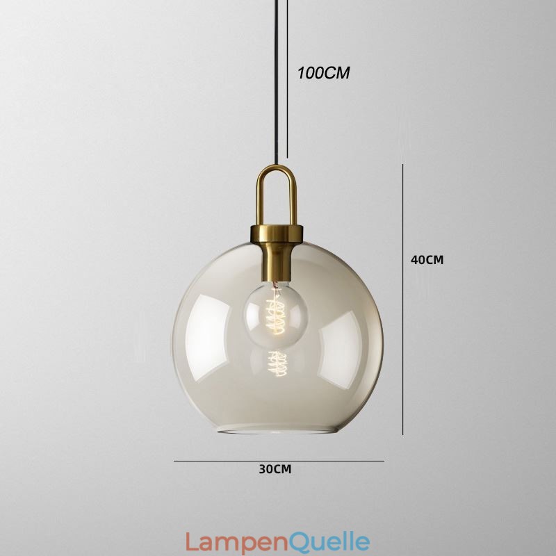 3-flammige Pendelleuchte mit Glasschirminsel
