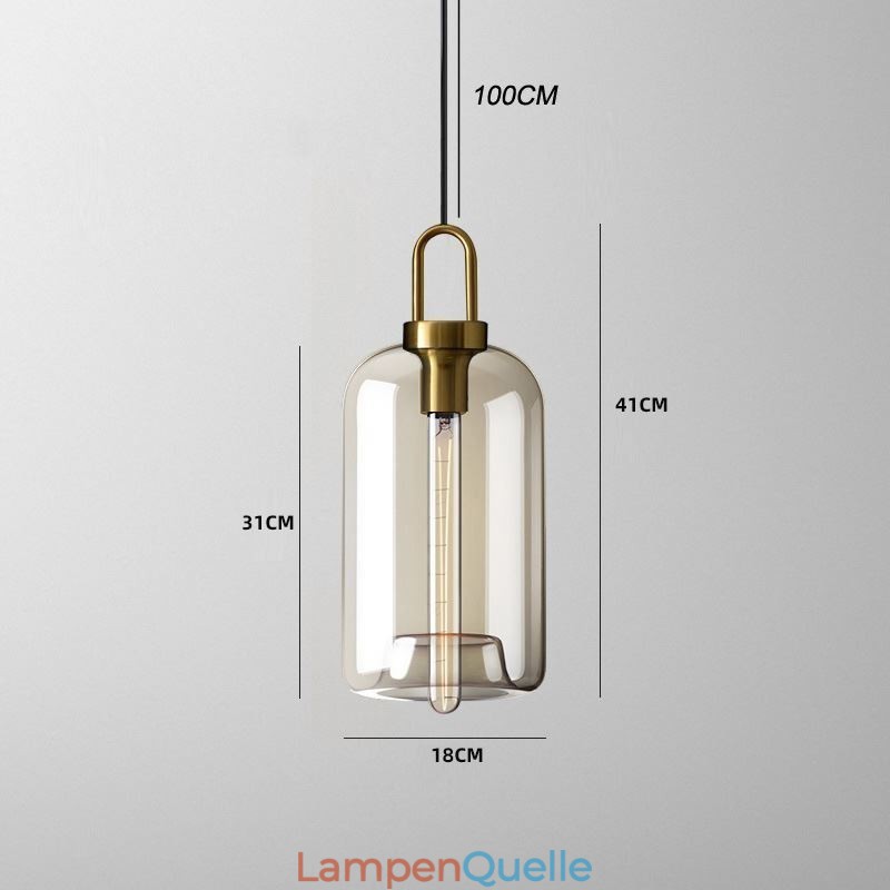 3-flammige Pendelleuchte mit Glasschirminsel