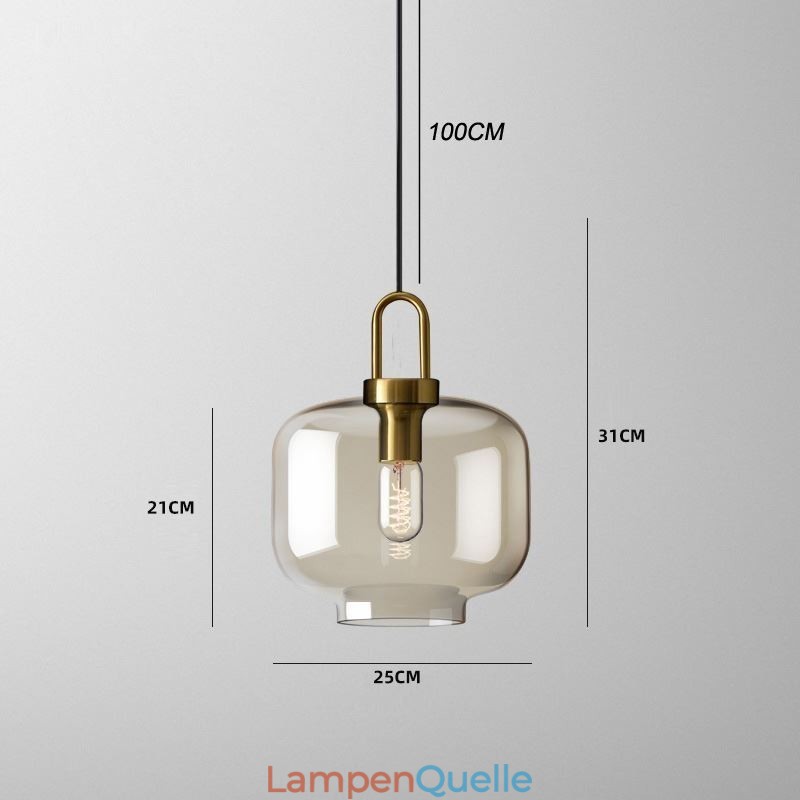 3-flammige Pendelleuchte mit Glasschirminsel