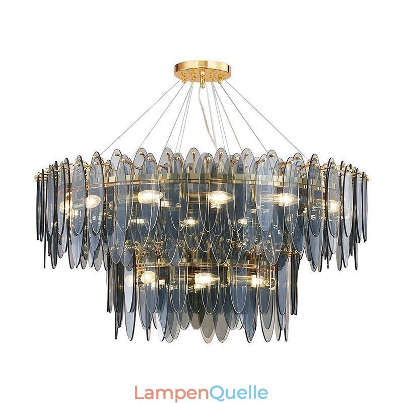 Moderne runde Pendelleuchte aus Glas, eleganter Kronleuchter aus Glas