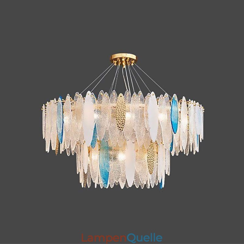 Moderne runde Pendelleuchte aus Glas, eleganter Kronleuchter aus Glas