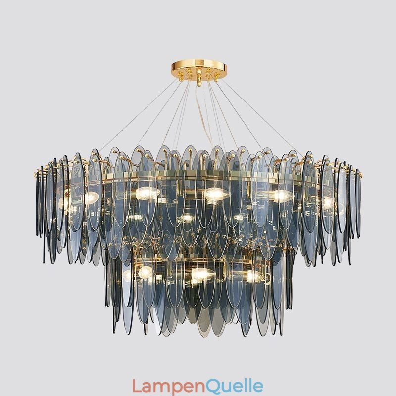 Moderne runde Pendelleuchte aus Glas, eleganter Kronleuchter aus Glas