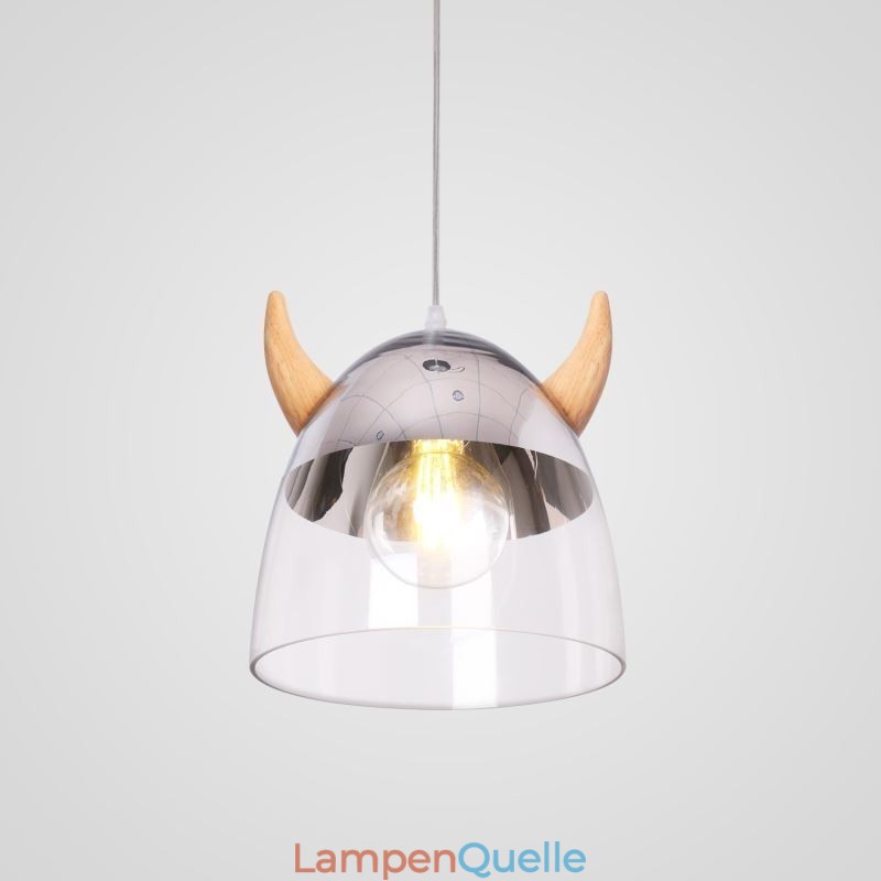 Klassische Glas Pendelleuchte Holz Horn Lampe Kreative Beleuchtung