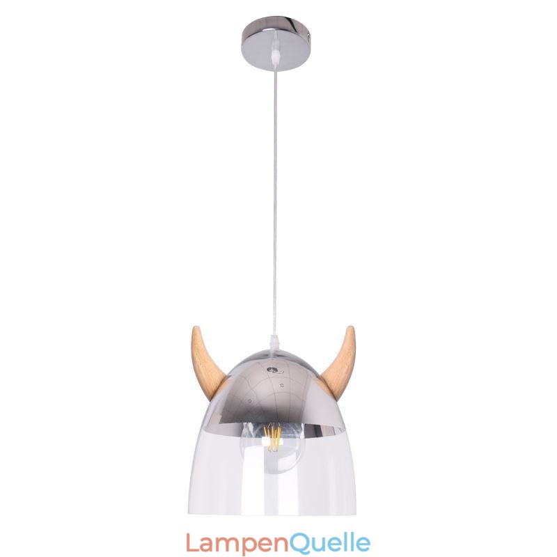 Klassische Glas Pendelleuchte Holz Horn Lampe Kreative Beleuchtung