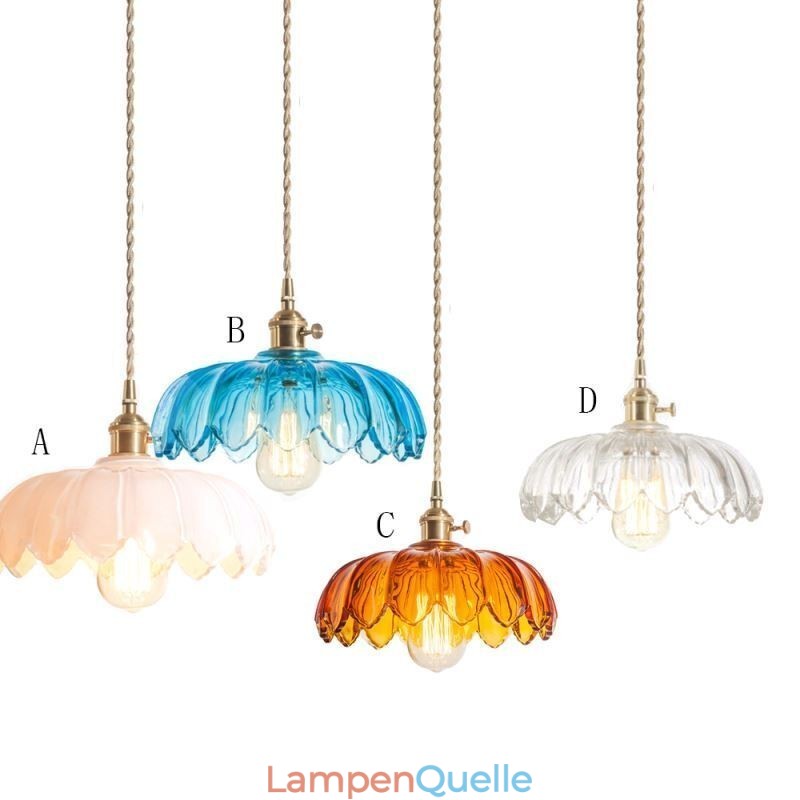 Moderne Retro-Glas-Anhänger Beleuchtung Blume Schatten Lampe mit Twist Switch Licht