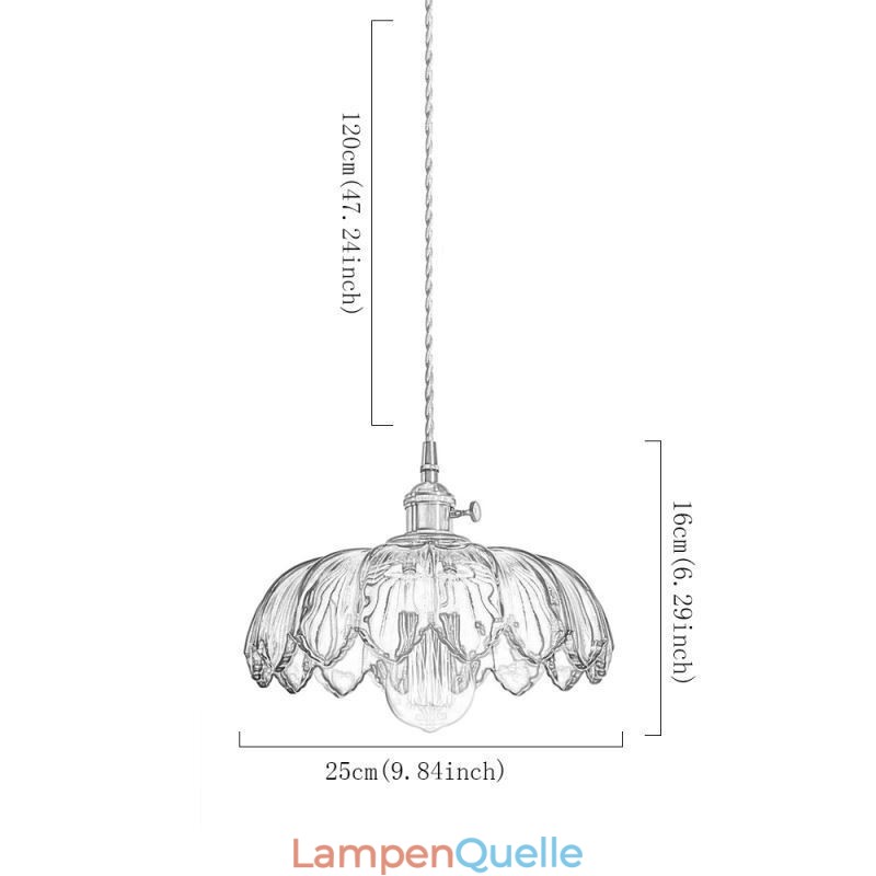 Moderne Retro-Glas-Anhänger Beleuchtung Blume Schatten Lampe mit Twist Switch Licht