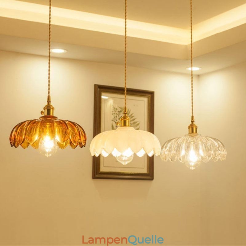 Moderne Retro-Glas-Anhänger Beleuchtung Blume Schatten Lampe mit Twist Switch Licht
