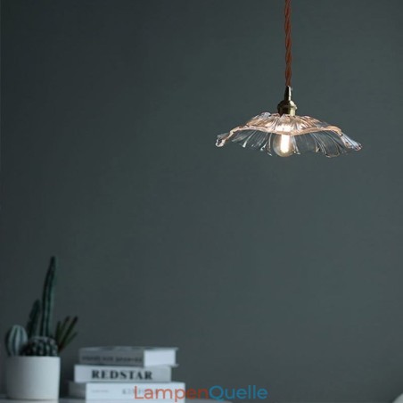 Lotusblatt gerippte Klarglas Pendelleuchte Homestay Lampe Lotusblatt gerippte Klarglas Pendelleuchte Homestay Lampe