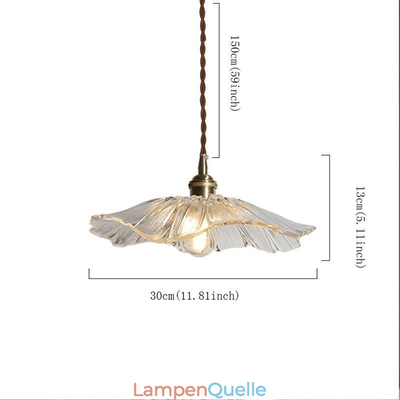 Lotusblatt gerippte Klarglas Pendelleuchte Homestay Lampe