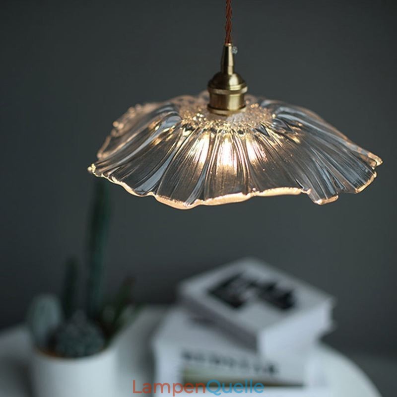 Lotusblatt gerippte Klarglas Pendelleuchte Homestay Lampe