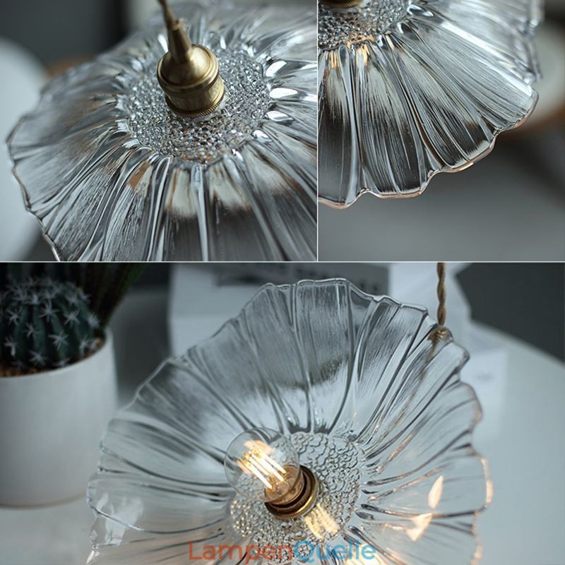 Lotusblatt gerippte Klarglas Pendelleuchte Homestay Lampe