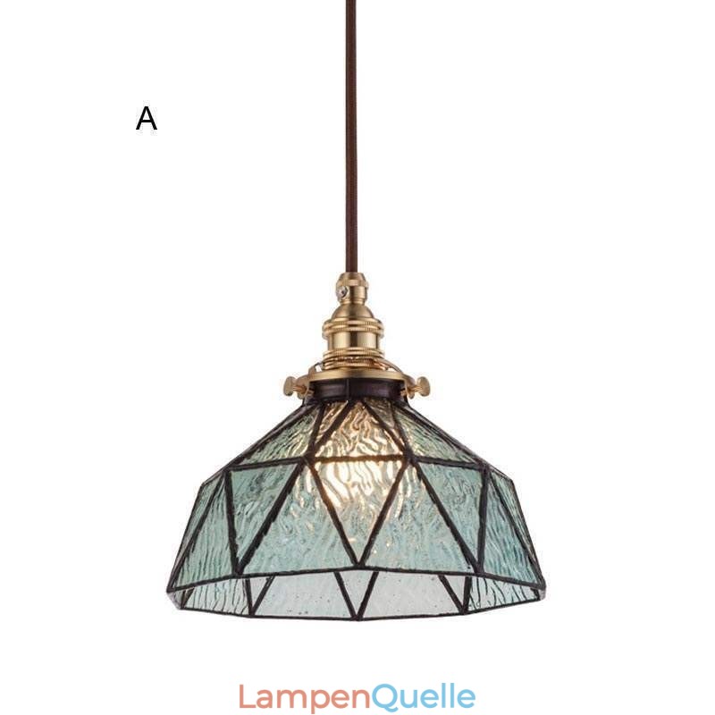 Geometrische Pendelleuchte aus Buntglas