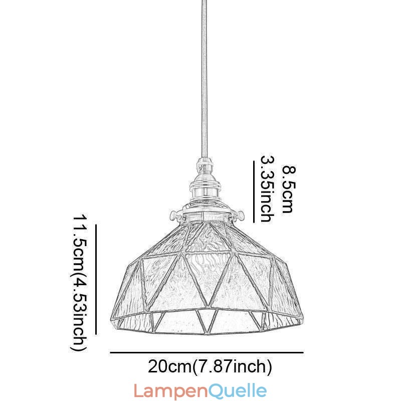 Geometrische Pendelleuchte aus Buntglas