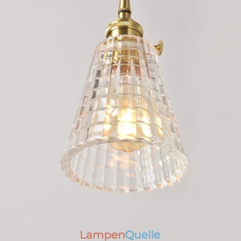 Quadratische klare gerippte Glas Pendelleuchte Messing Lampe mit Drehschalter Beleuchtung