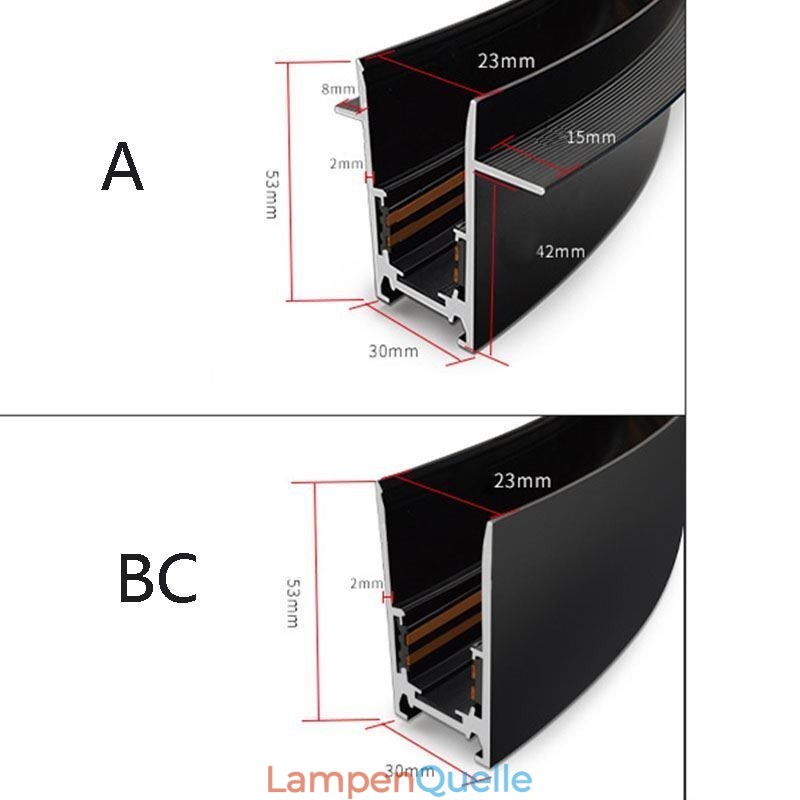 Einbauschienen für Schienenbeleuchtung, runde magnetische Schienenstreifen aus Aluminium