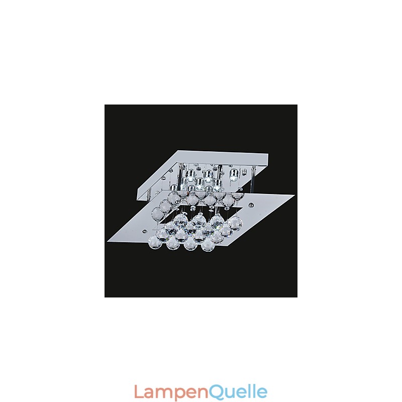 Moderne zeitgenössische Kristall galvanisierte Metall Flush Mount