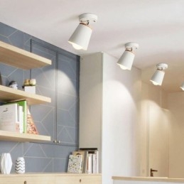 Nordischer Eisenstrahler, einfache Deckenleuchte aus Holz (Einzellicht)